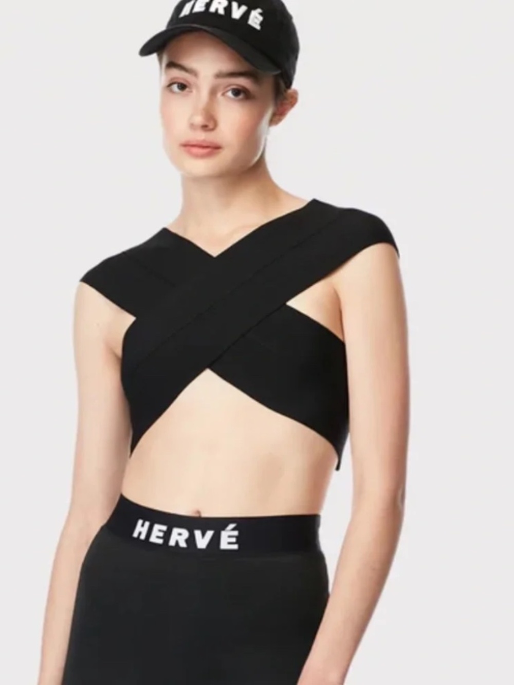 Hervé Léger Black Crisscross Crop Top